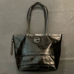Coach Signature Patent Leather Tote. Black. Great Condition.